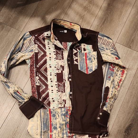 Woodin Western Patchwork Long Sleeve Shirt - Picture 1 of 5
